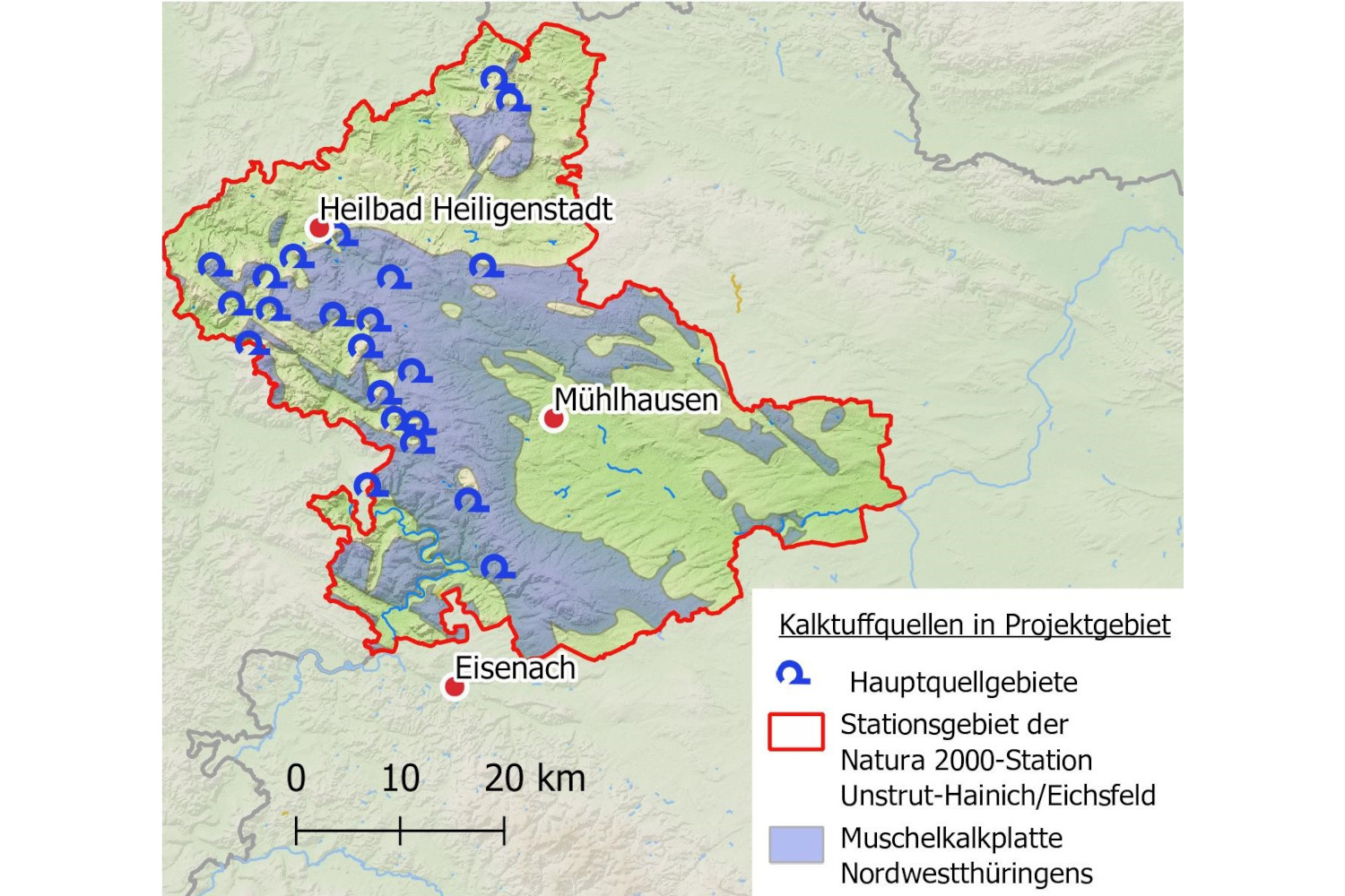 Quellgebiete von Kalktuffquellen im Bereich der Natura 2000-Station Unstrut-Hainich/Eichsfeld (Quelle: Geoproxy, Anne-Louise Fritz)